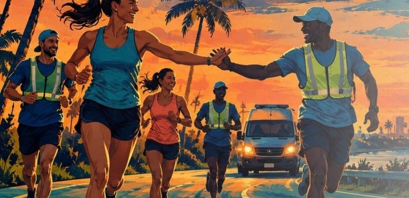 Team Pura Vida runners at sunrise